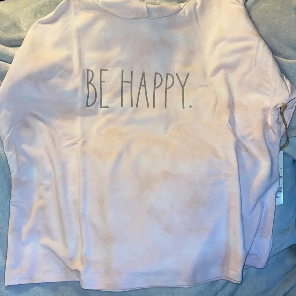 Rae Dunn “Be Happy” Super Soft Hoodie- lgt pink - Picture 1 of 3